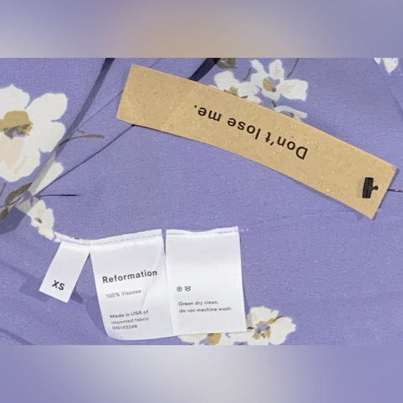 NWT, Reformation "Adele" Mini Wrap Dress w/ Flutter Sleeves in Lilac, Sz XS - Picture 9 of 9